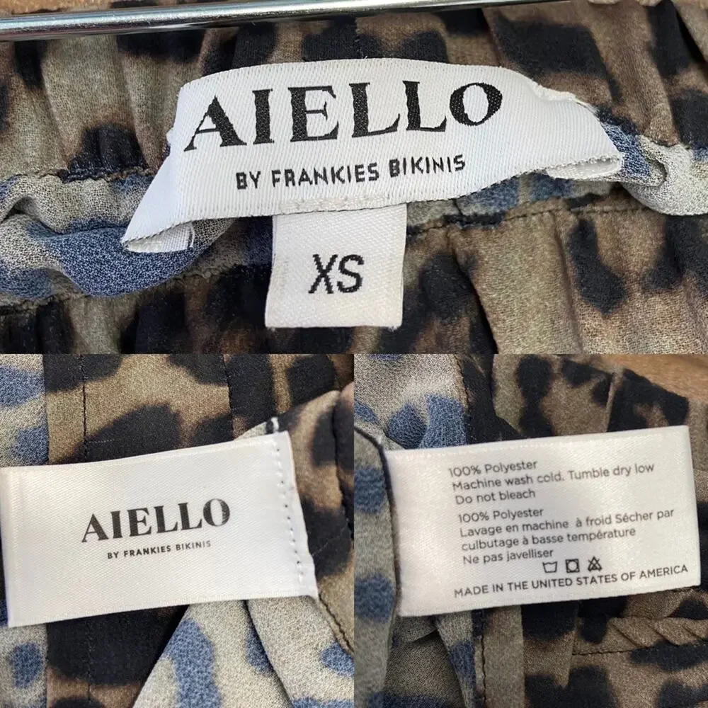 New Aiello by Frankie’s Bikinis Leopard Print Ruched Sheer Shorts Coverup XS